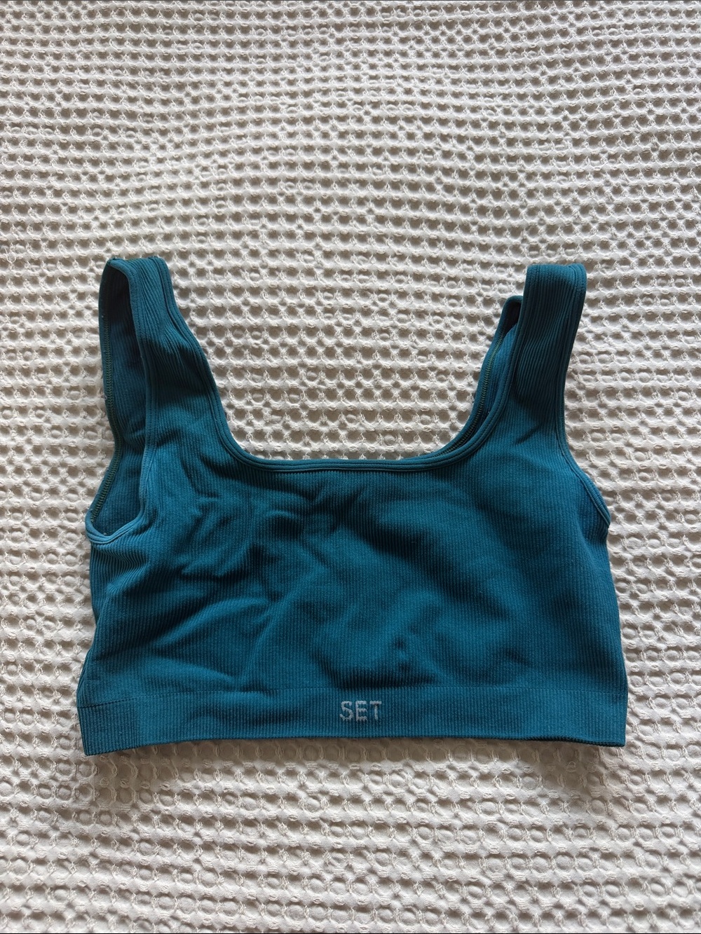 SET Active Teal Ribbed Crop Bralette